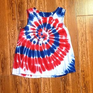 Girls Tie Dye Red, White & Blue Tank Top